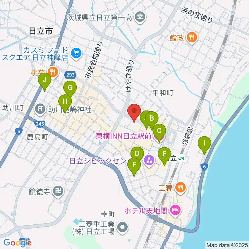 クシダピアノ社周辺のホテル一覧地図