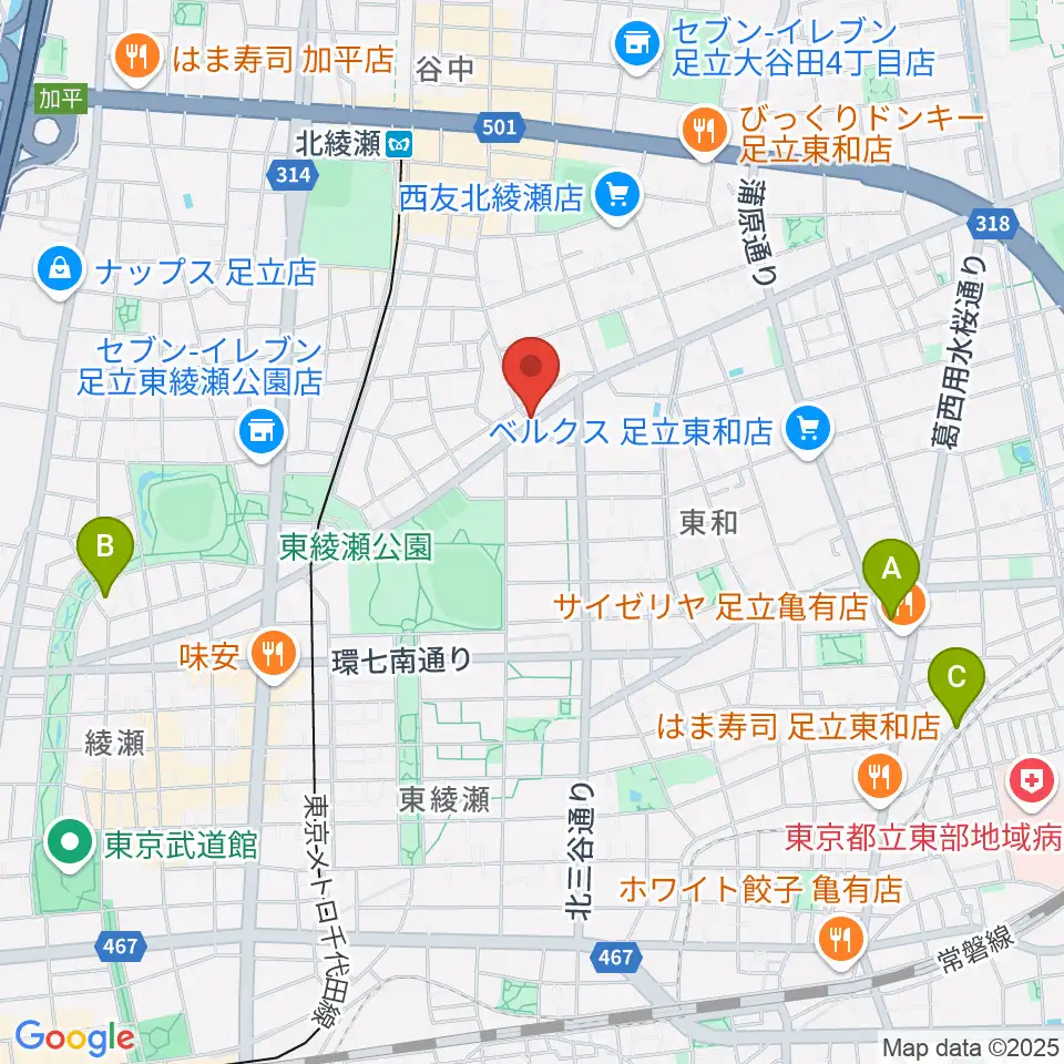 皆川ギター工房周辺のホテル一覧地図