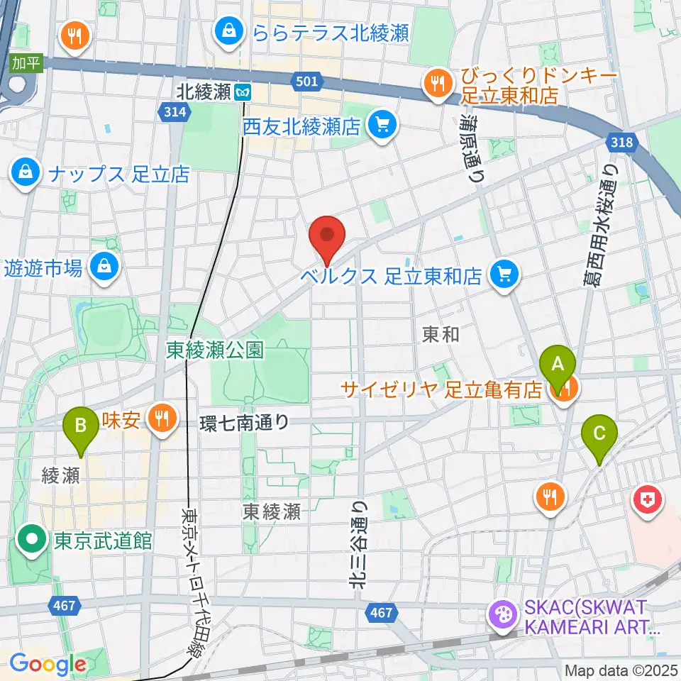 皆川ギター工房周辺のホテル一覧地図