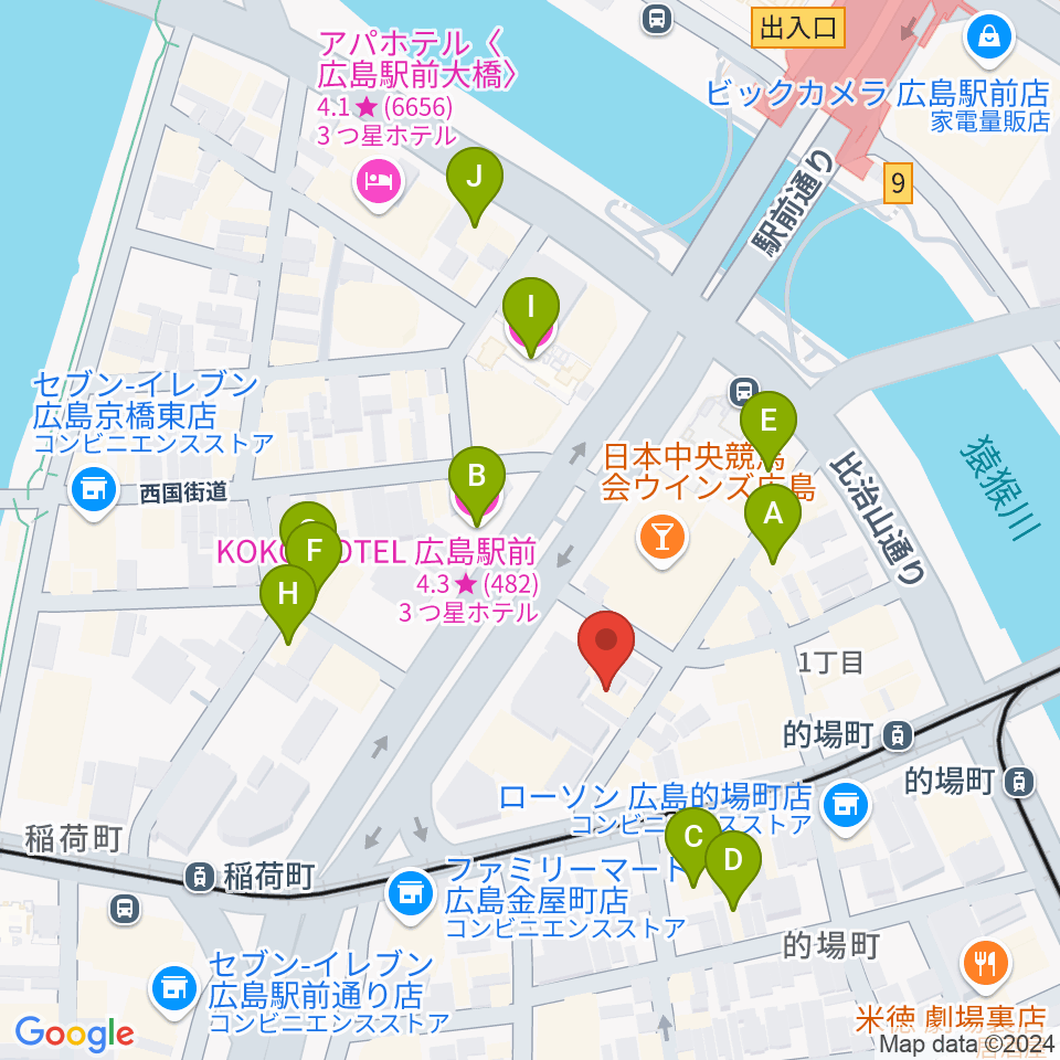 ミュージックライフTAO広島店周辺のホテル一覧地図