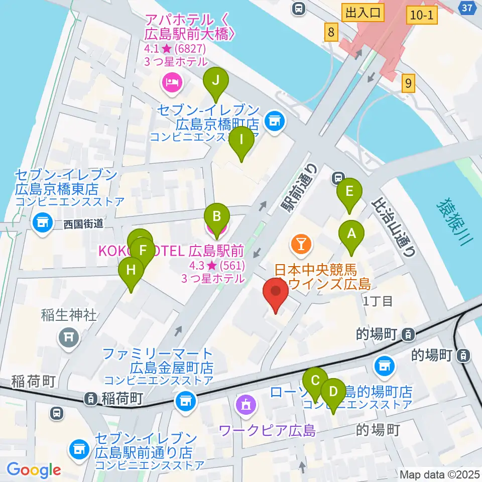 ミュージックライフTAO広島店周辺のホテル一覧地図