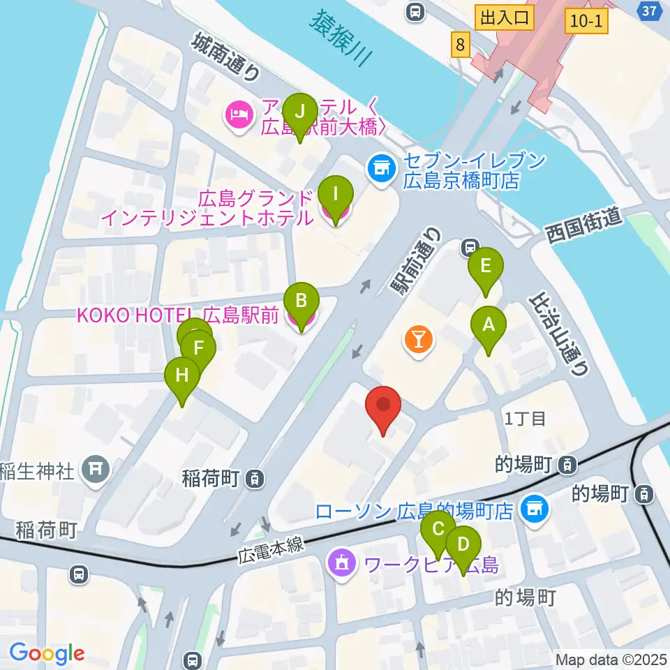 ミュージックライフTAO広島店周辺のホテル一覧地図