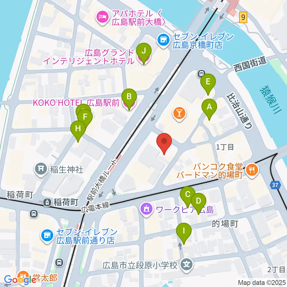 ミュージックライフTAO広島店周辺のホテル一覧地図