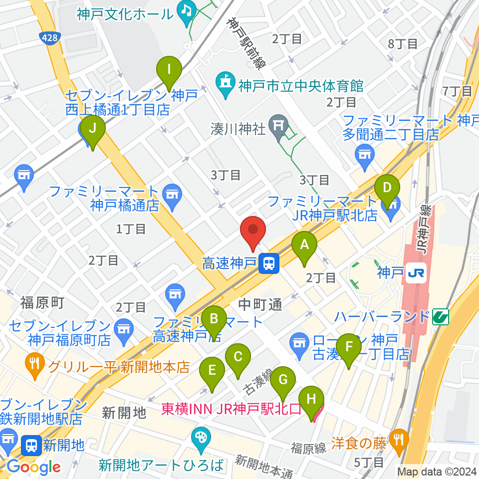 まる福楽器店周辺のホテル一覧地図