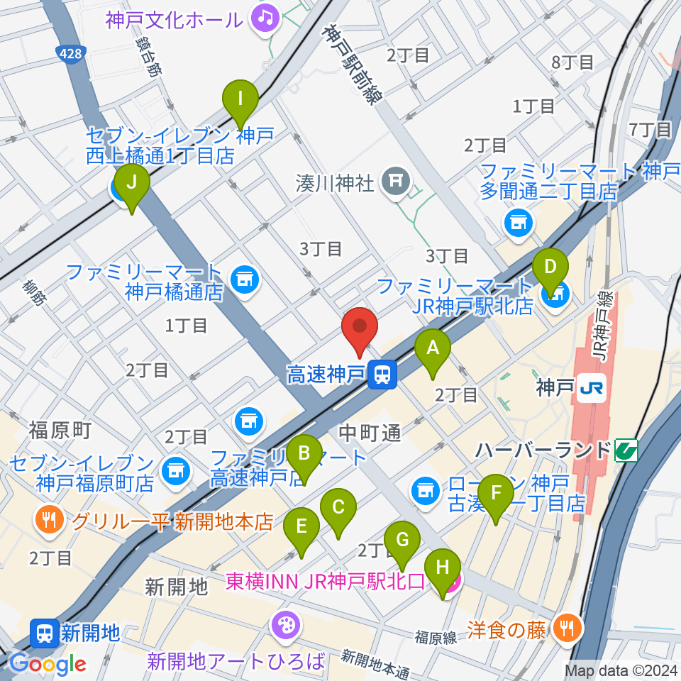 まる福楽器店周辺のホテル一覧地図