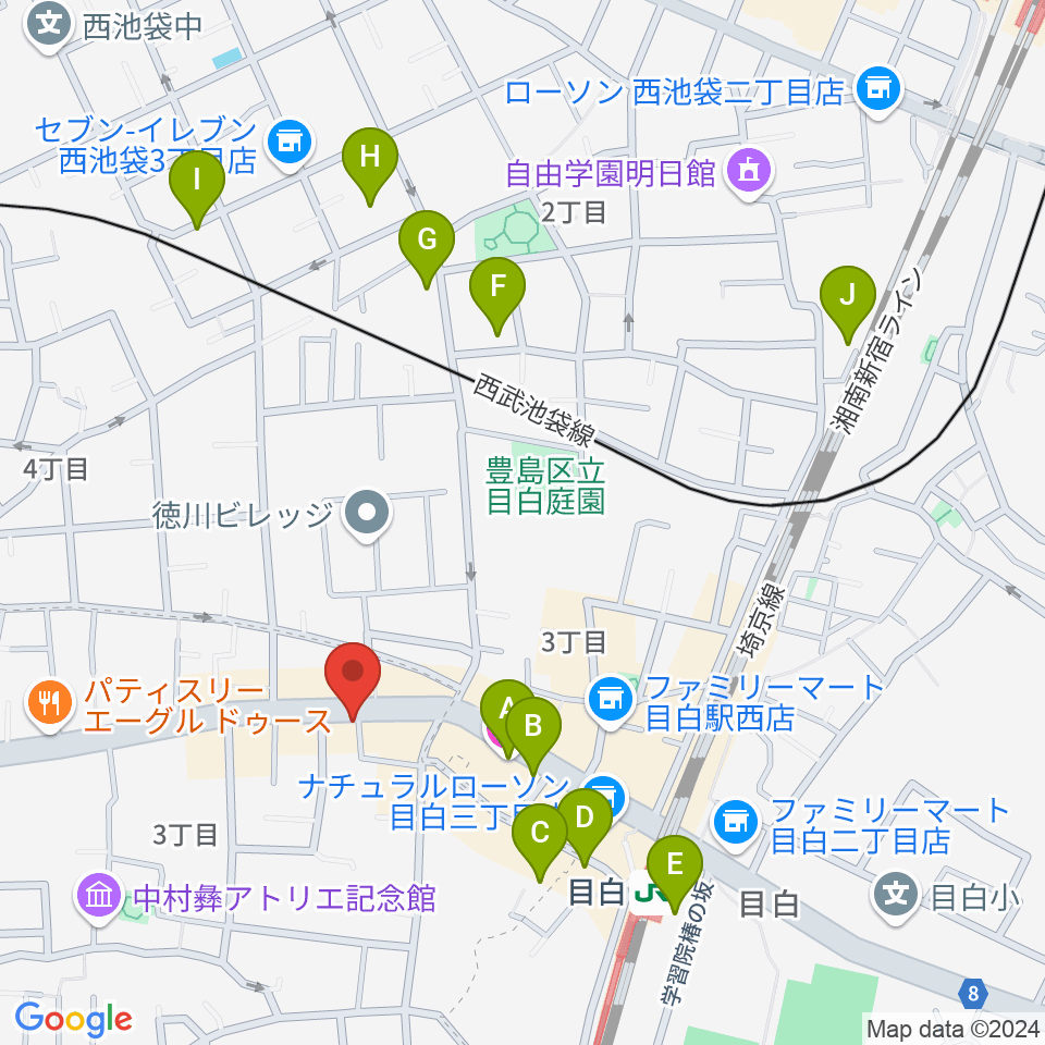 株式会社目白周辺のホテル一覧地図