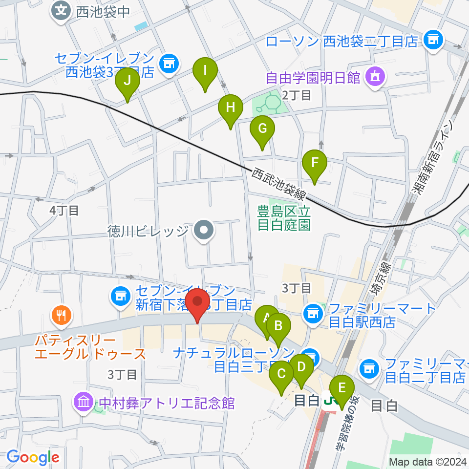 株式会社目白周辺のホテル一覧地図