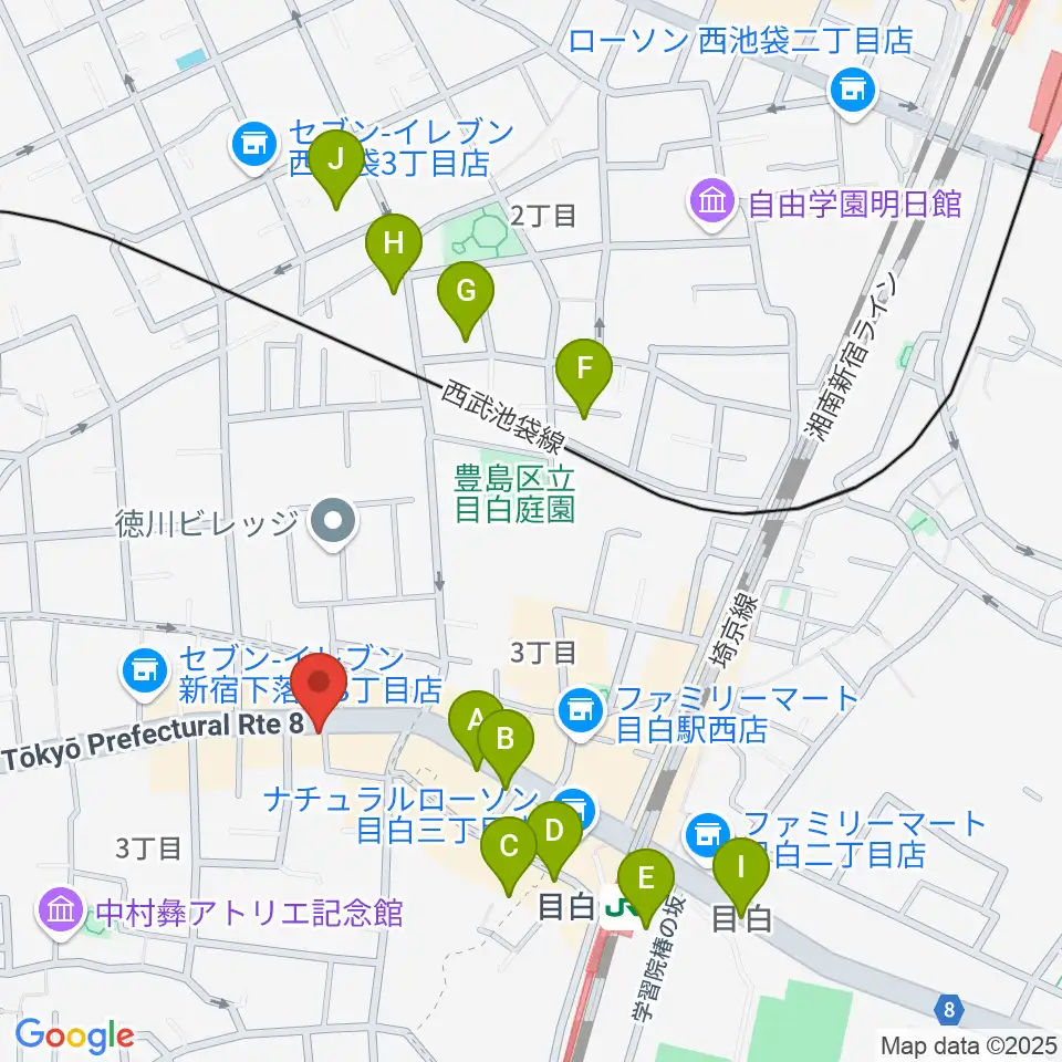 株式会社目白周辺のホテル一覧地図
