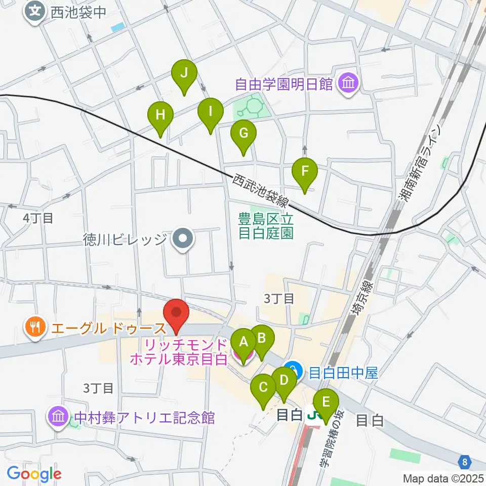 株式会社目白周辺のホテル一覧地図