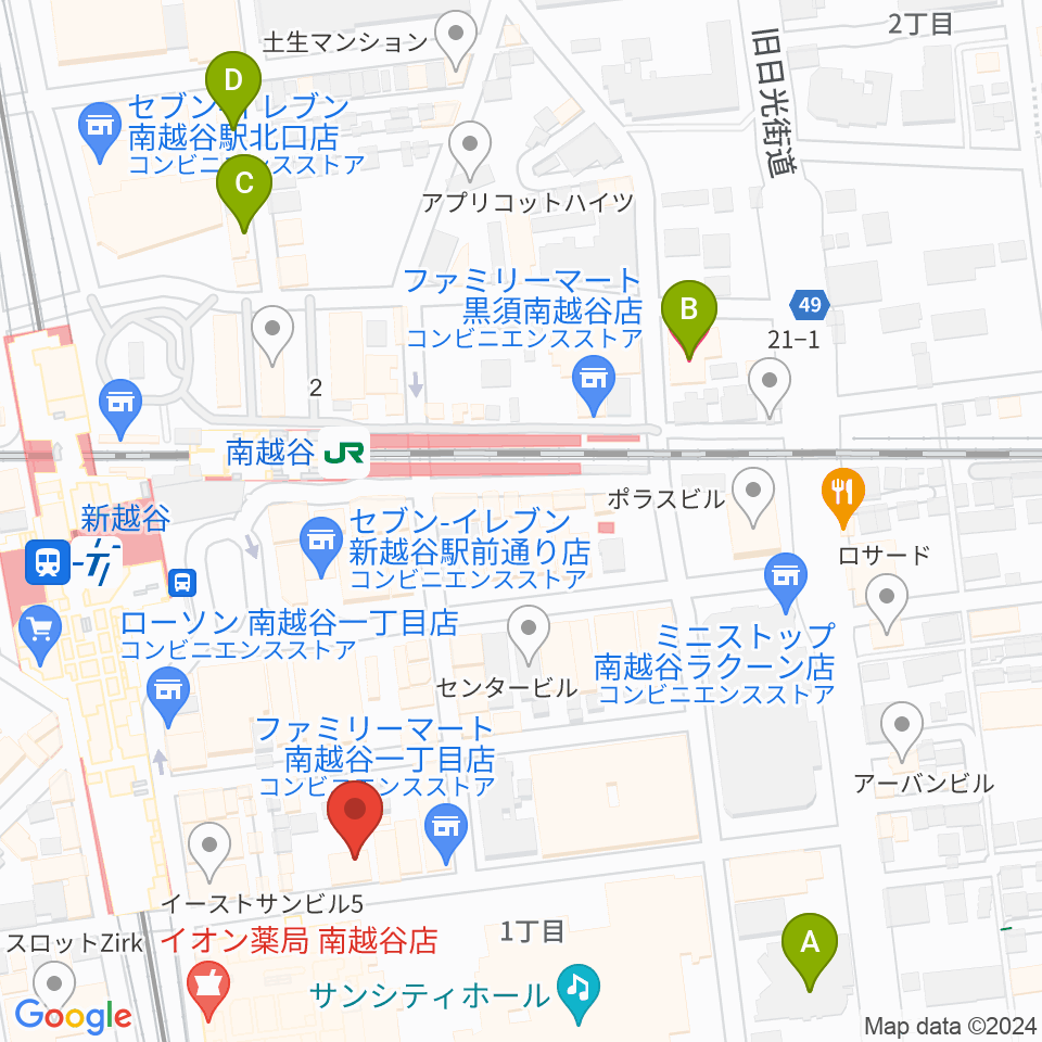 ミリオン楽器 南越谷店周辺のホテル一覧地図