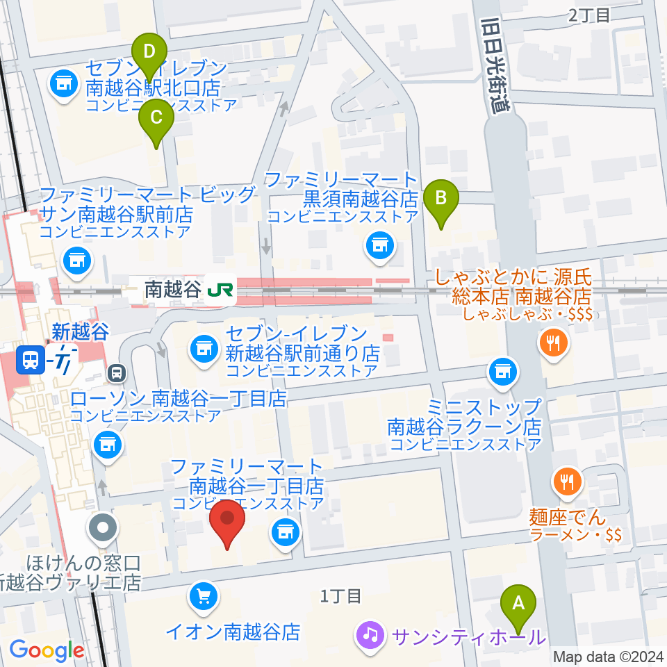 ミリオン楽器 南越谷店周辺のホテル一覧地図