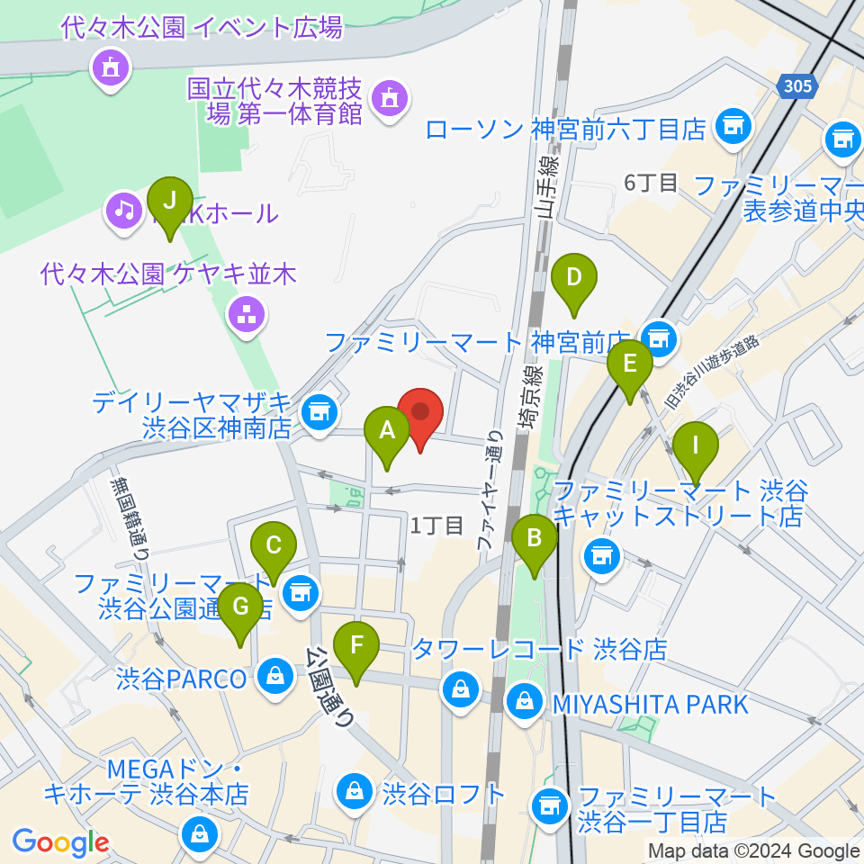 ロックオンカンパニー渋谷店周辺のホテル一覧地図