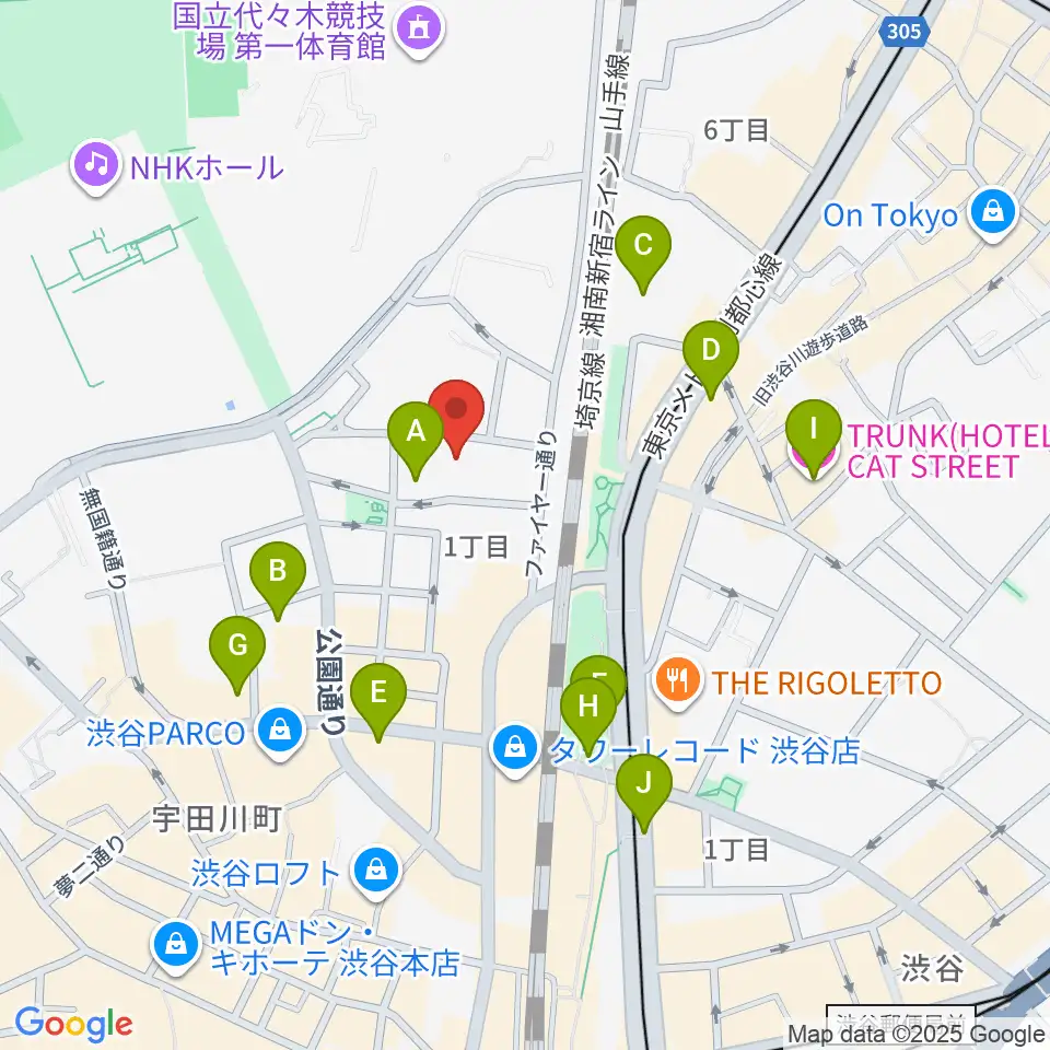 ロックオンカンパニー渋谷店周辺のホテル一覧地図