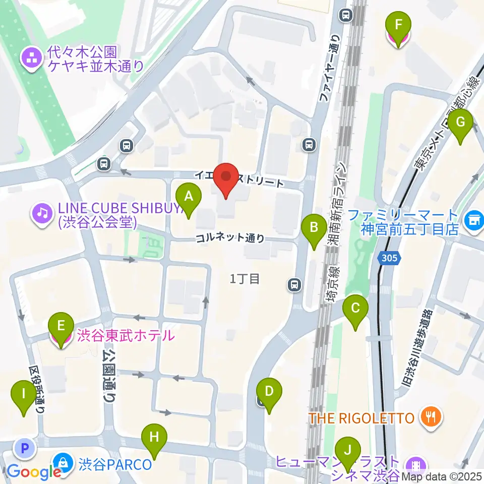 ロックオンカンパニー渋谷店周辺のホテル一覧地図