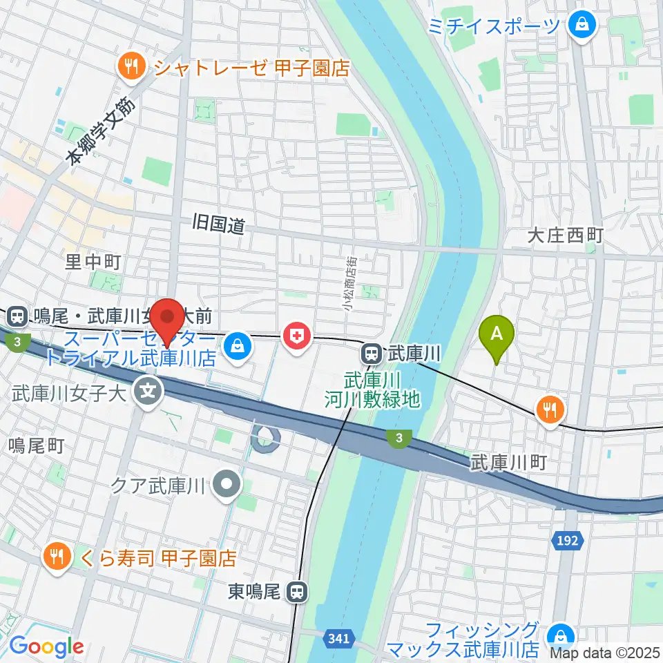 森岡楽器 西宮本店周辺のホテル一覧地図