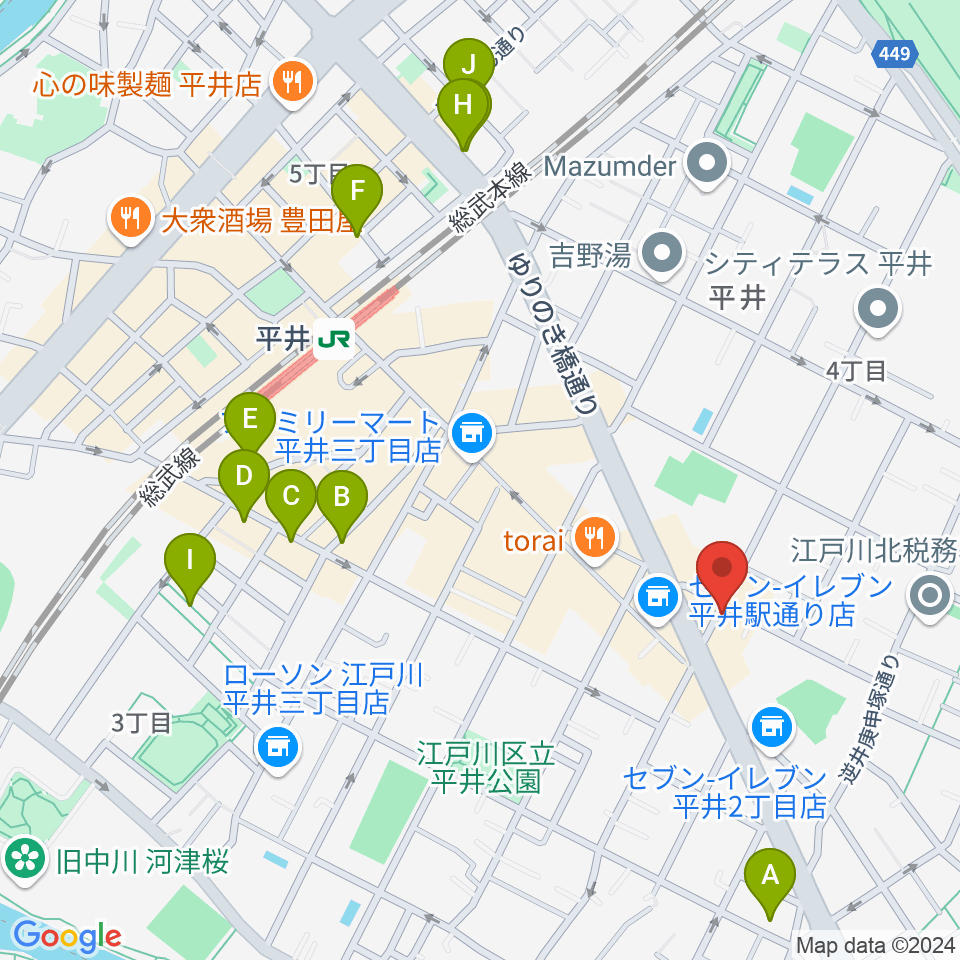 向山楽器店周辺のホテル一覧地図