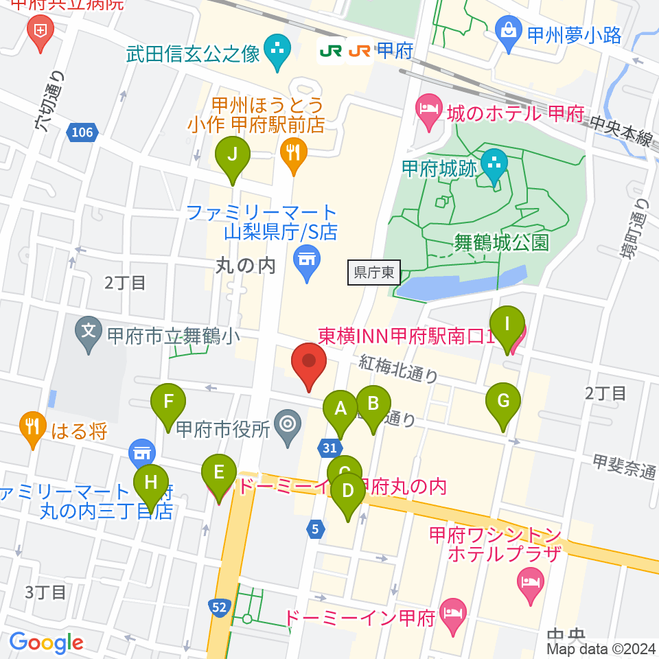 内藤楽器本店周辺のホテル一覧地図