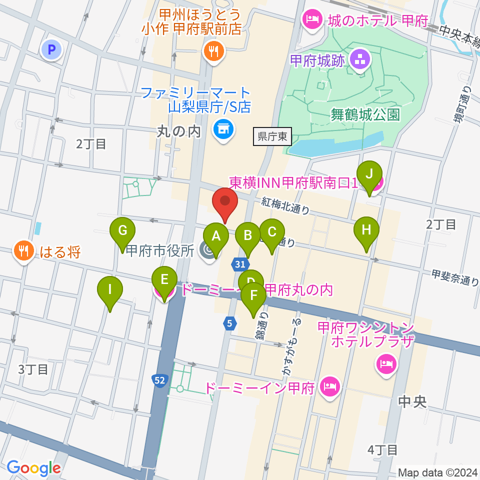 内藤楽器本店周辺のホテル一覧地図