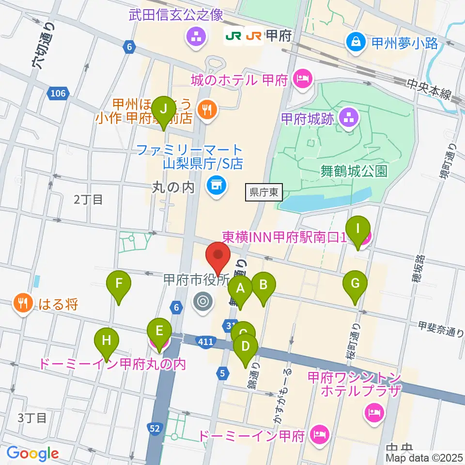 内藤楽器本店周辺のホテル一覧地図