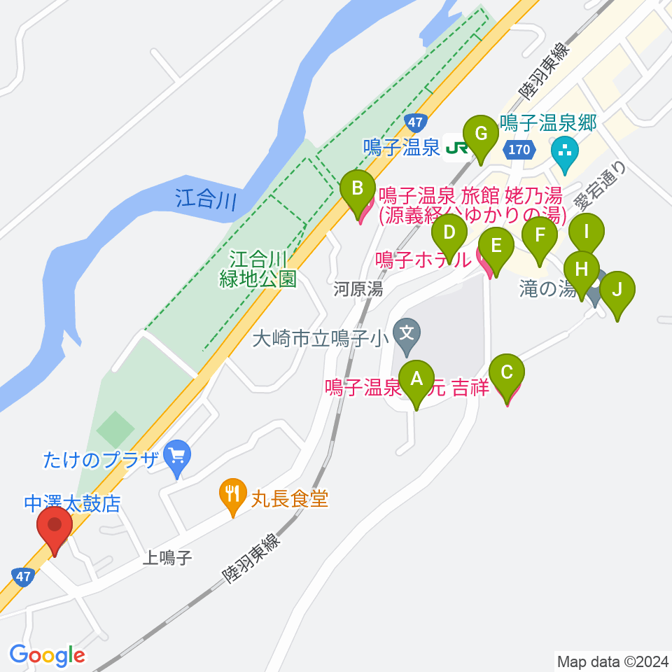 中澤太鼓店周辺のホテル一覧地図