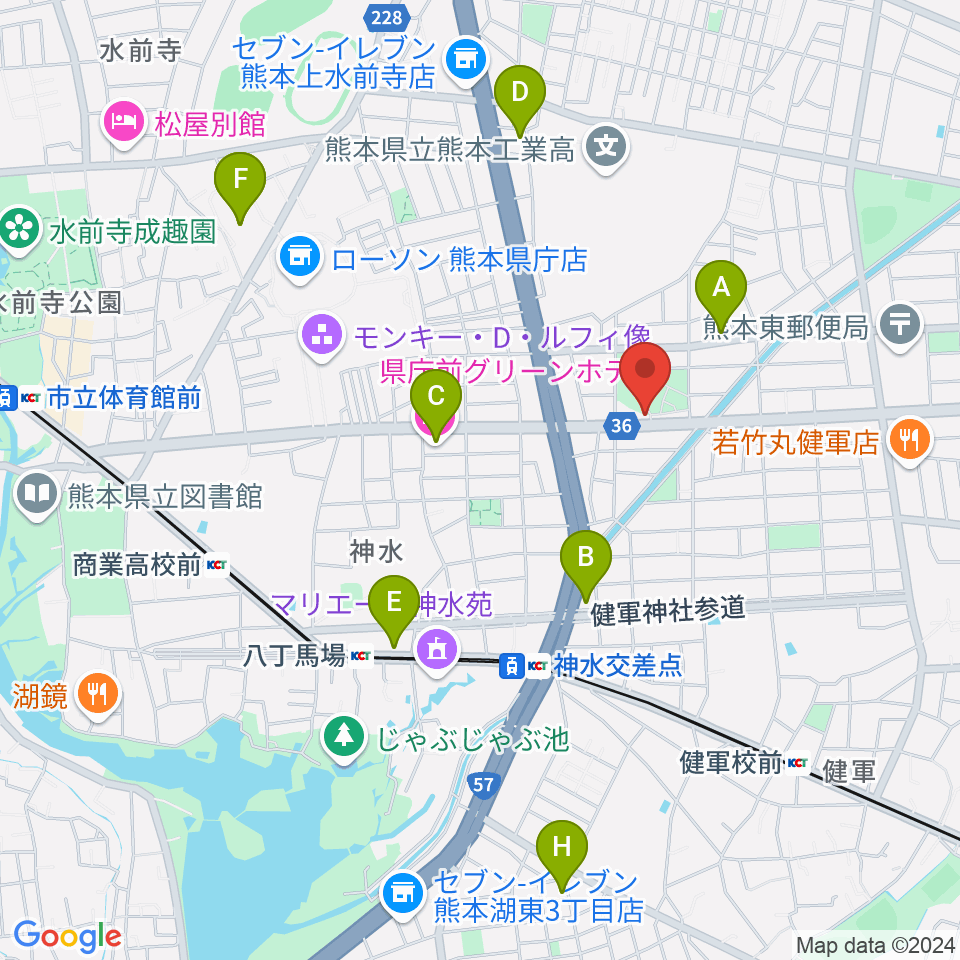 くまもとピアノ周辺のホテル一覧地図