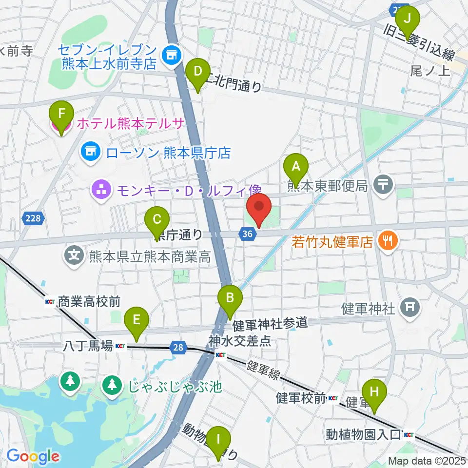 くまもとピアノ周辺のホテル一覧地図
