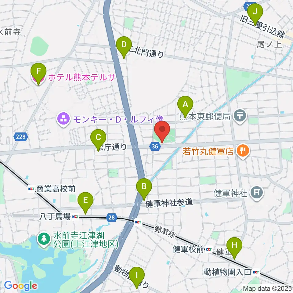くまもとピアノ周辺のホテル一覧地図