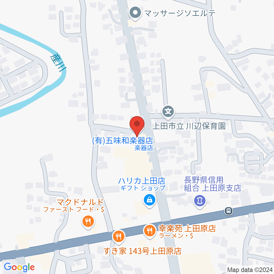 五味和楽器店 上田本店周辺のホテル一覧地図