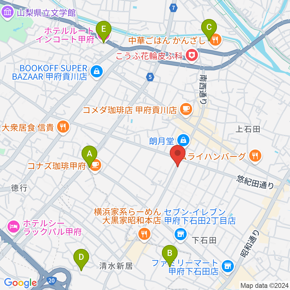 ふるや楽器店周辺のホテル一覧地図