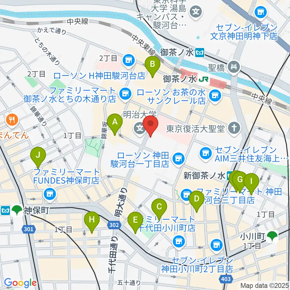 御茶ノ水楽器センター周辺のホテル一覧地図