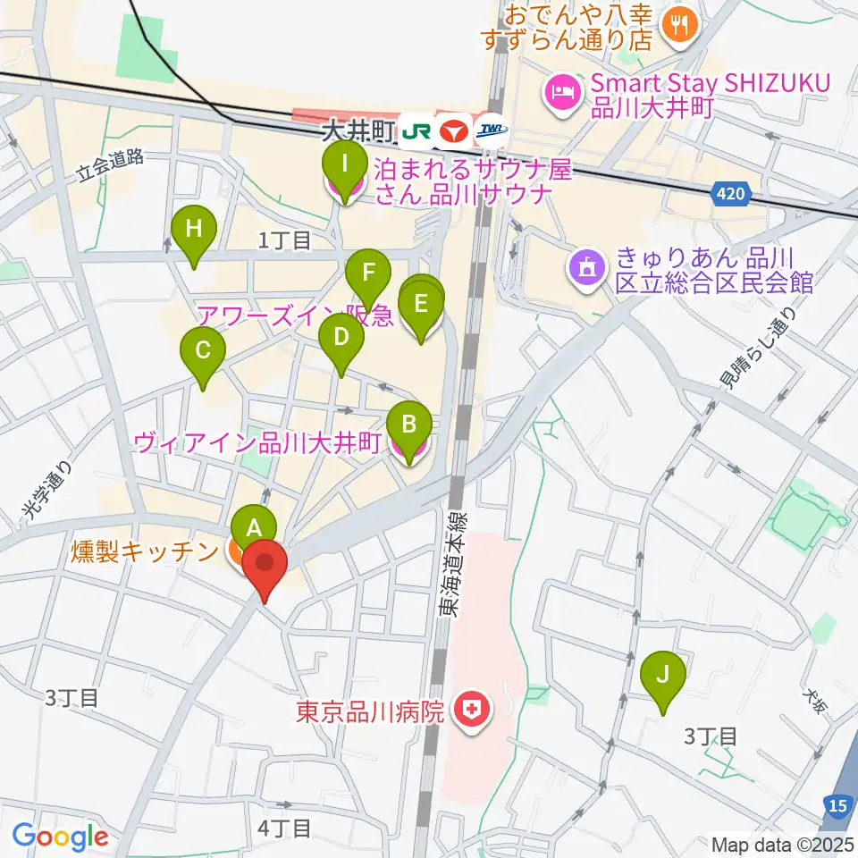 シブヤ楽器店周辺のホテル一覧地図