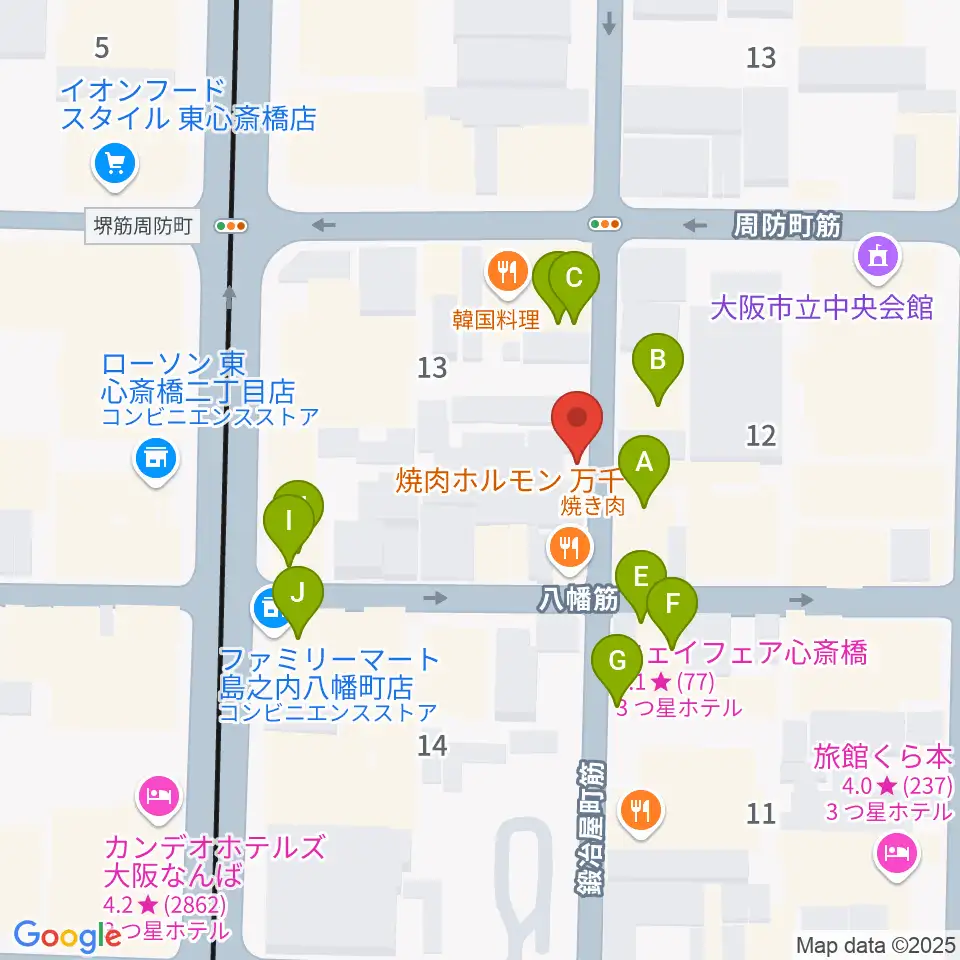 ツタヤ楽器周辺のホテル一覧地図