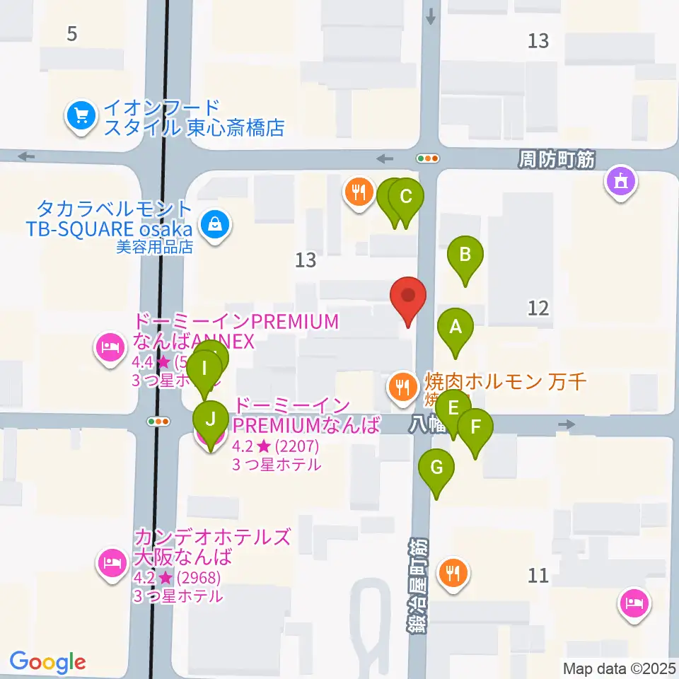 ツタヤ楽器周辺のホテル一覧地図