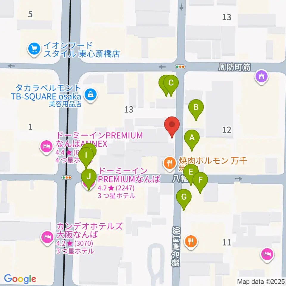 ツタヤ楽器周辺のホテル一覧地図