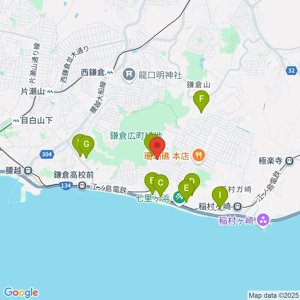 ウクレレスタジオ七里ケ浜周辺のホテル一覧地図