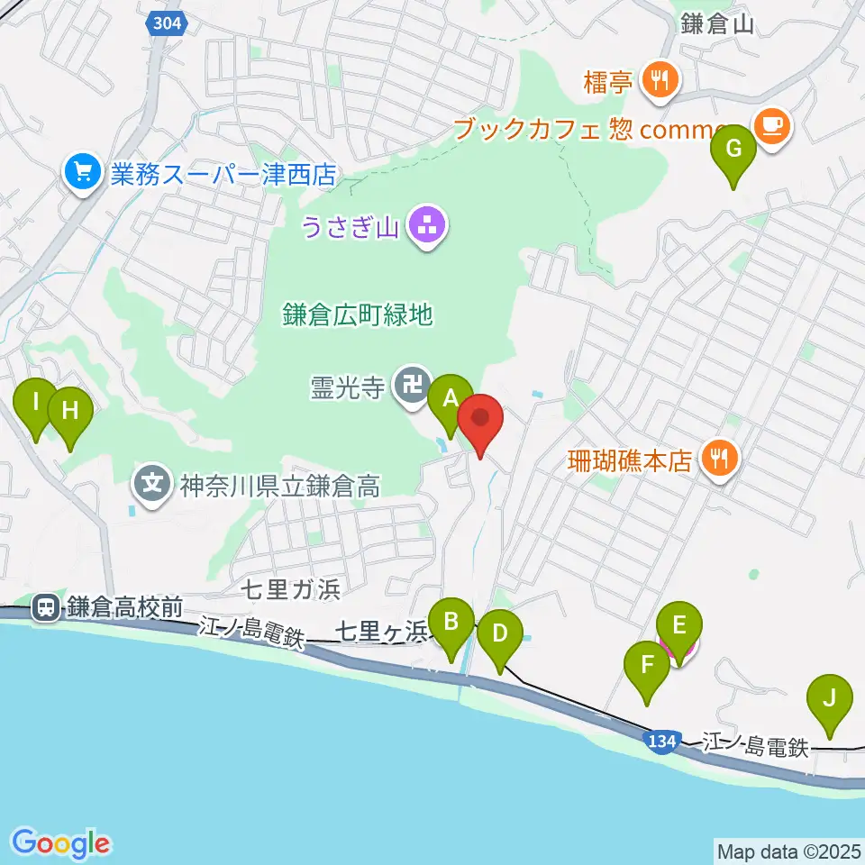 ウクレレスタジオ七里ケ浜周辺のホテル一覧地図
