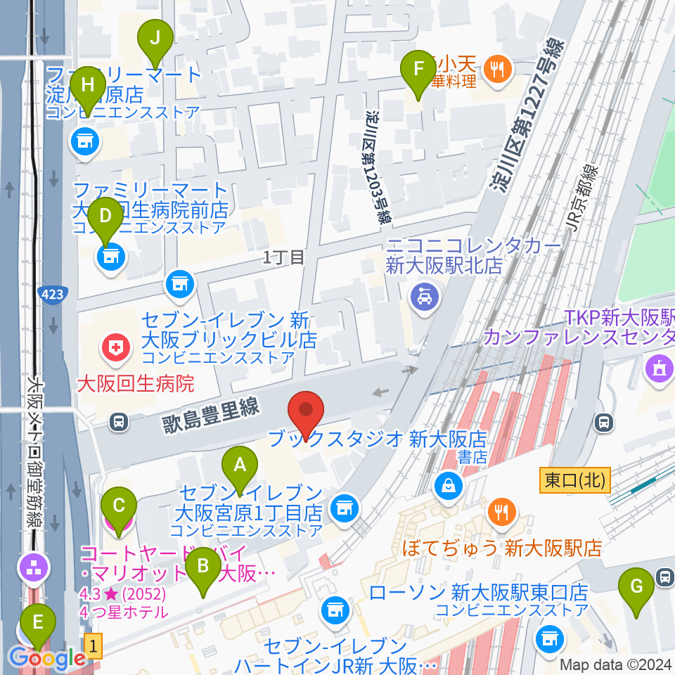 松尾弦楽器 大阪本店周辺のホテル一覧地図