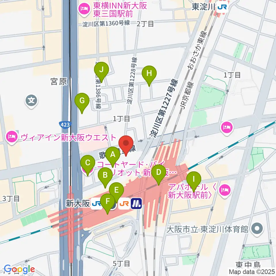 松尾弦楽器 大阪本店周辺のホテル一覧地図