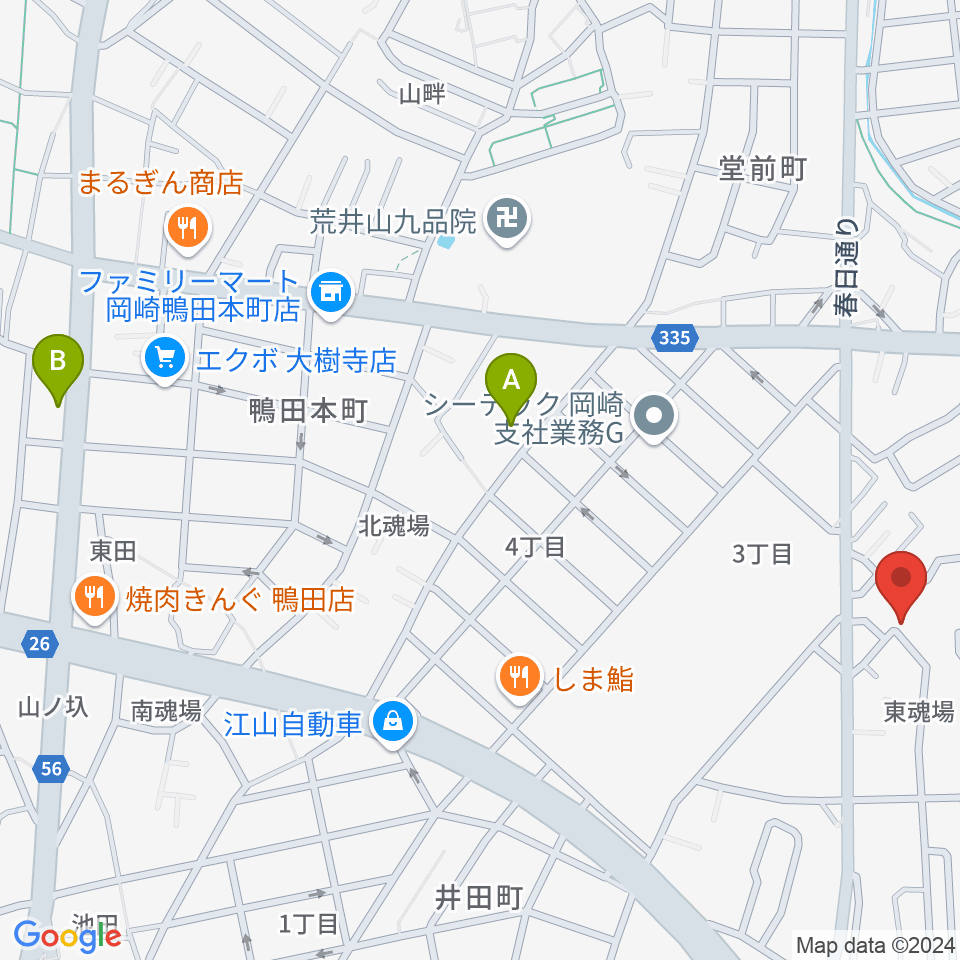 ヴィルトゥオーゾ岡崎店周辺のホテル一覧地図