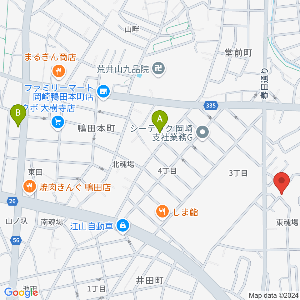 ヴィルトゥオーゾ岡崎店周辺のホテル一覧地図