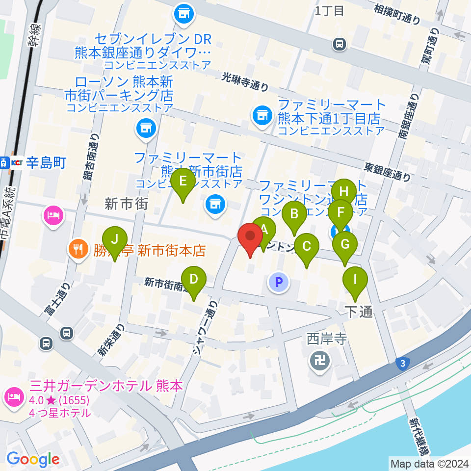 和楽器市場（森楽器）周辺のホテル一覧地図