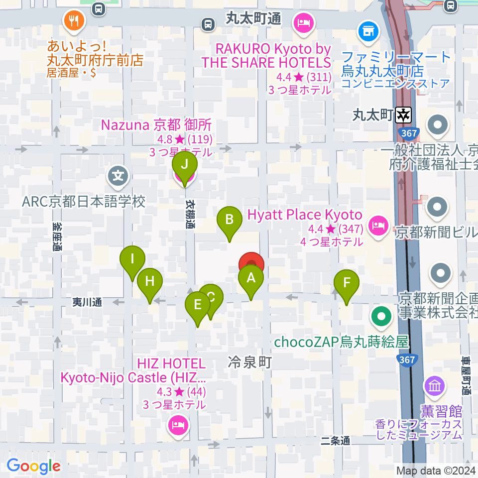 ユリ楽器周辺のホテル一覧地図