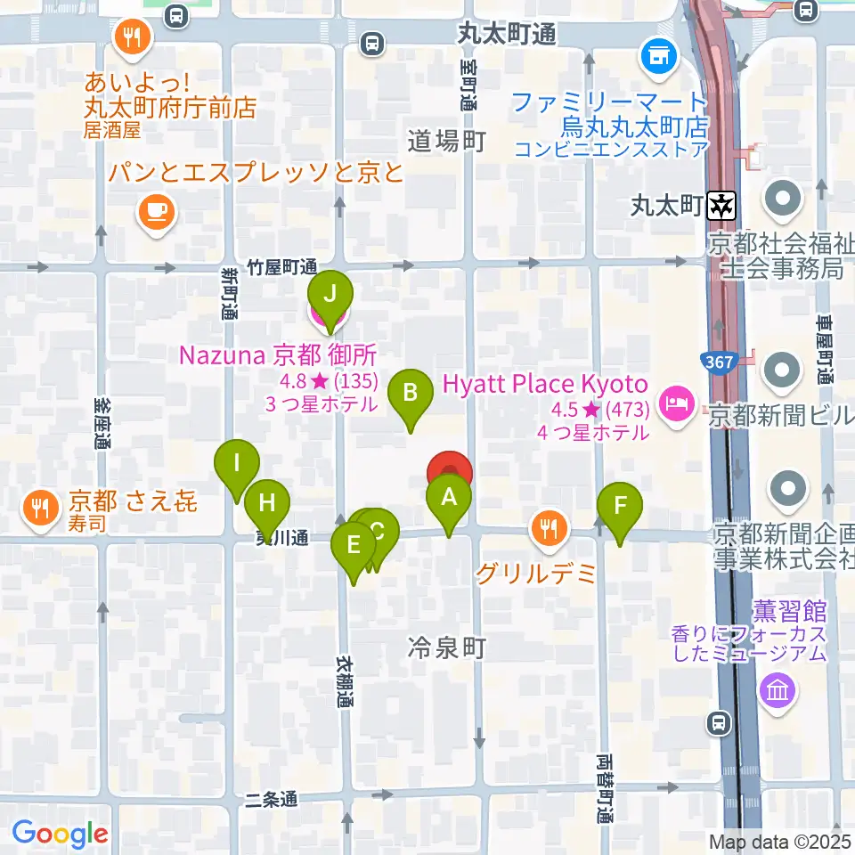 ユリ楽器周辺のホテル一覧地図