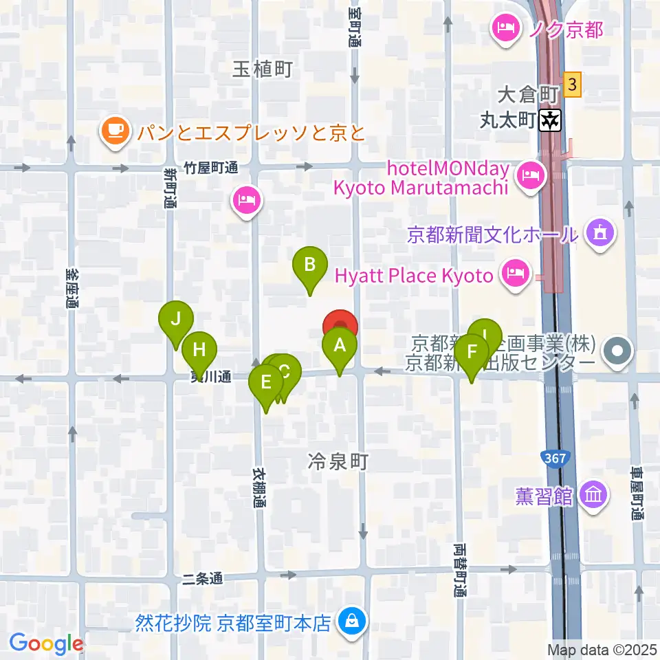 ユリ楽器周辺のホテル一覧地図