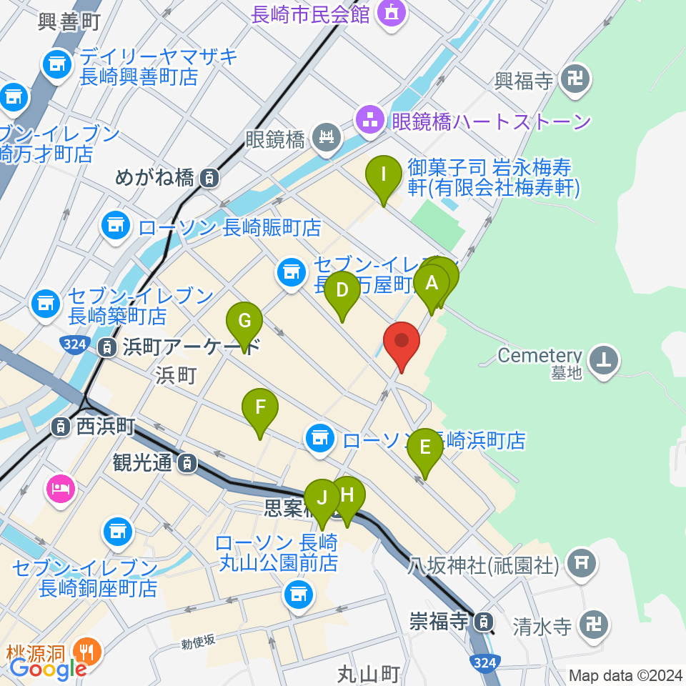 初美屋楽器店周辺のホテル一覧地図