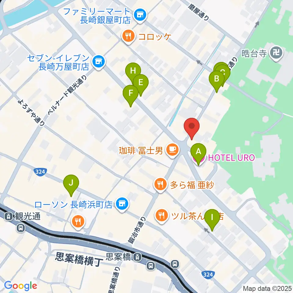 初美屋楽器店周辺のホテル一覧地図