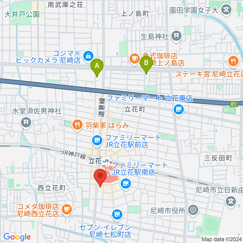 福永管楽器 ハーモニー楽器周辺のホテル一覧地図