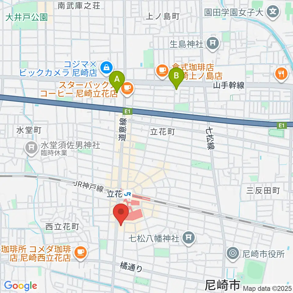 福永管楽器 ハーモニー楽器周辺のホテル一覧地図