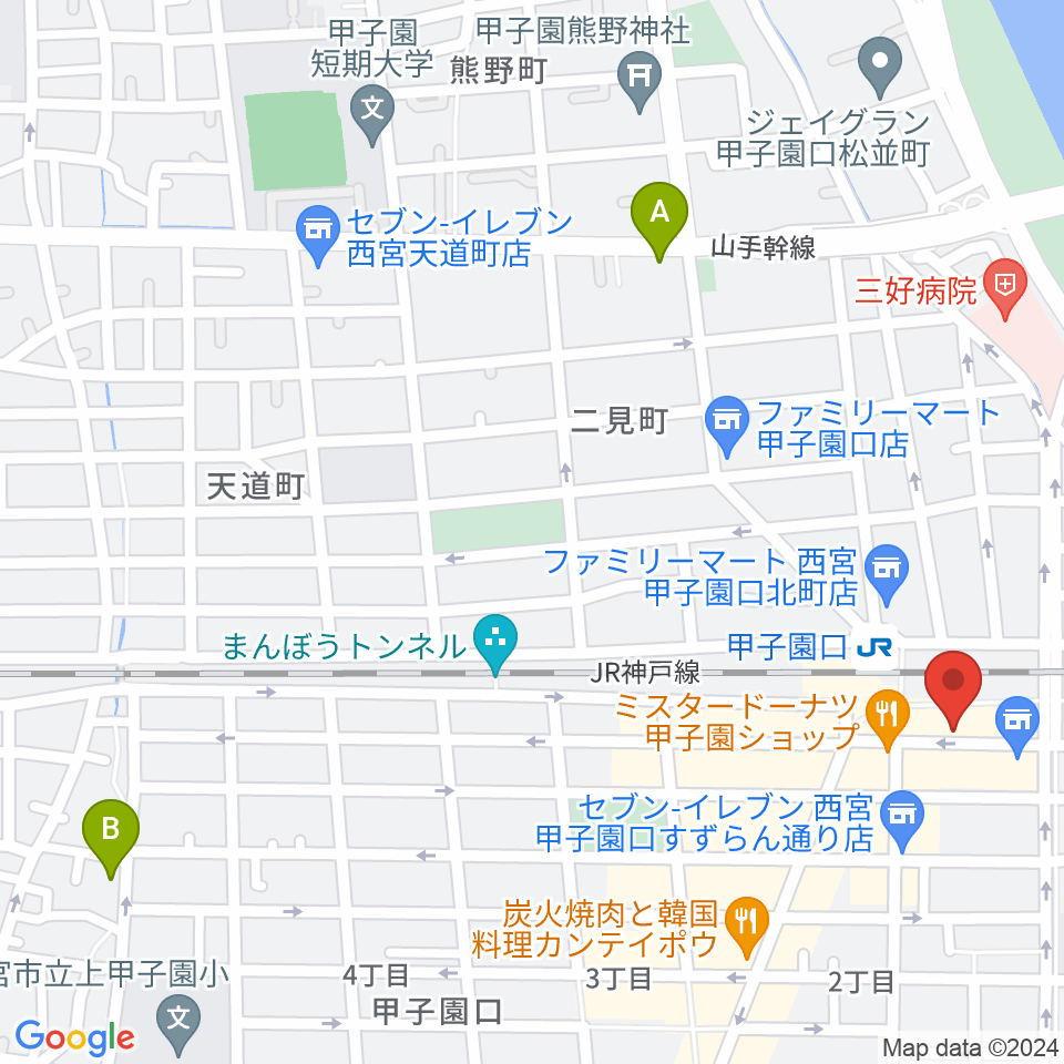 箏三絃なかにし周辺のホテル一覧地図