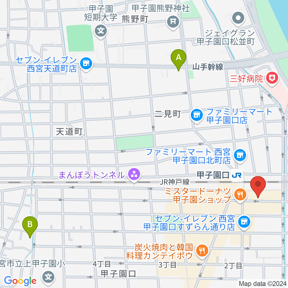 箏三絃なかにし周辺のホテル一覧地図